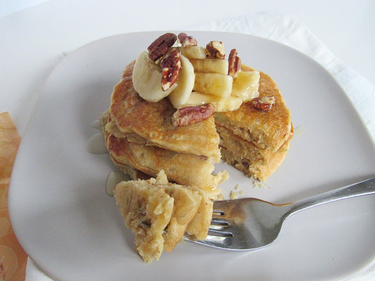 Vegan & Gluten-free Banana Walnut Pancakes - Coconut Whisk