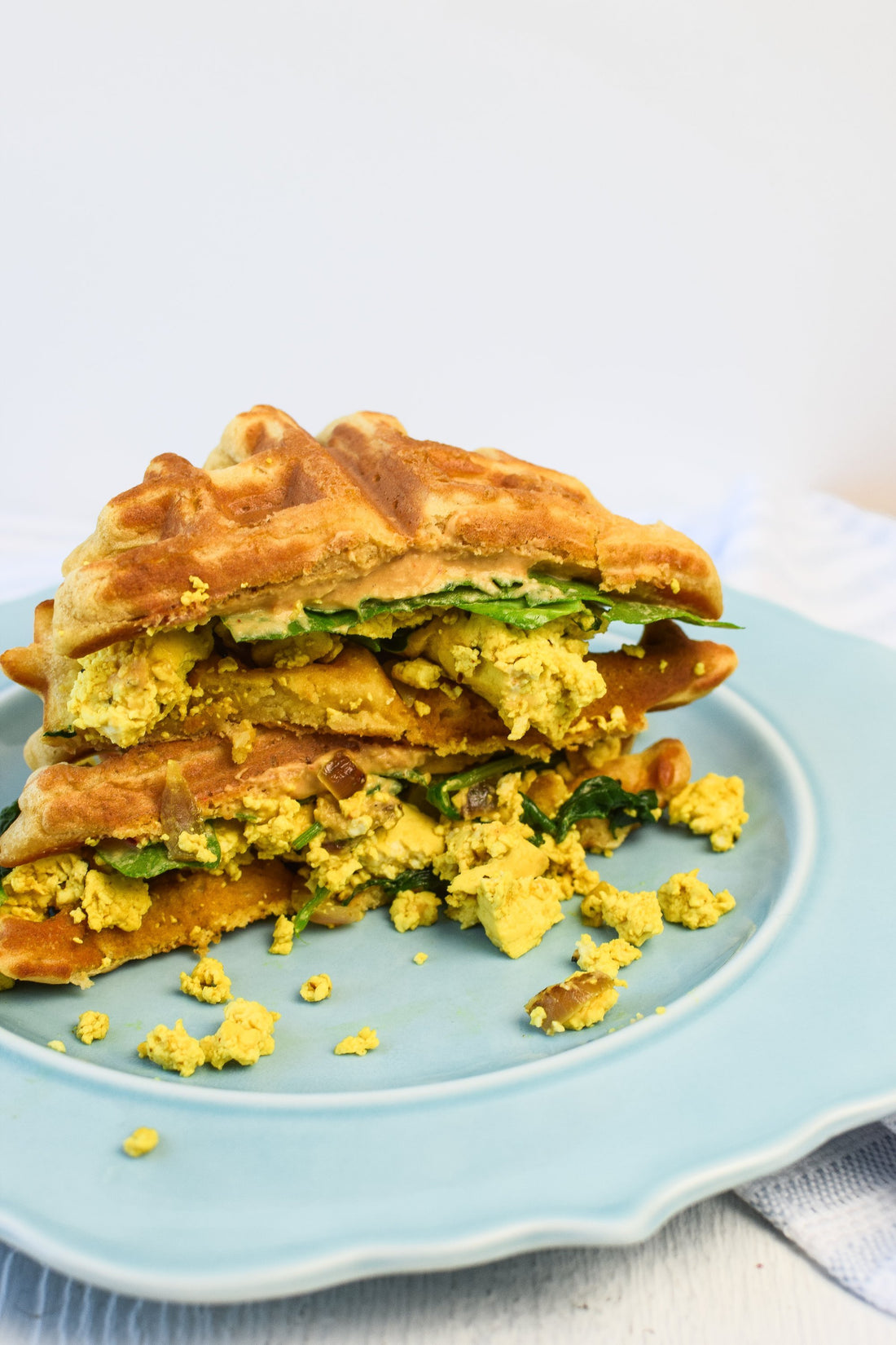 Vegan + Gluten-free Tofu Waffle Breakfast Sandwich - Coconut Whisk