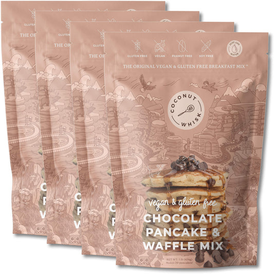 Vegan Chocolate Chip Pancake & Waffle Mix [4 pack] - Coconut Whisk Vegan Chocolate Chip Pancake & Waffle Mix [4 pack] Baking Mixes